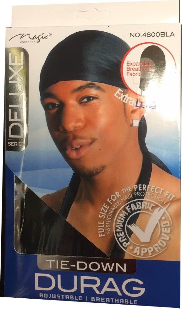 Deluxe Tie-Down Durag No 4800BLA