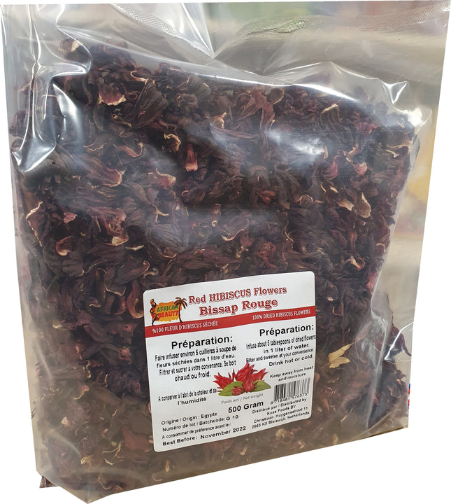 African Beauty Red Hibiscus Flowers 500 g