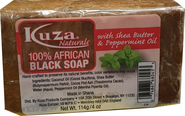 African Black Soap - Kuza Natural African Black Soap Shea Butter Peppermunt Oil 114 g