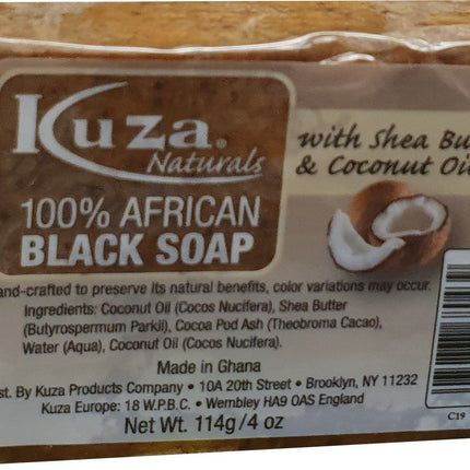 African Black Soap - Kuza Naturals African Black Soap Shea Butter Coconut Oil 114 g