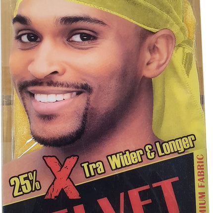 Durag X tra Wider and Longer Velvet Luxe Durag Yellow M4805AST