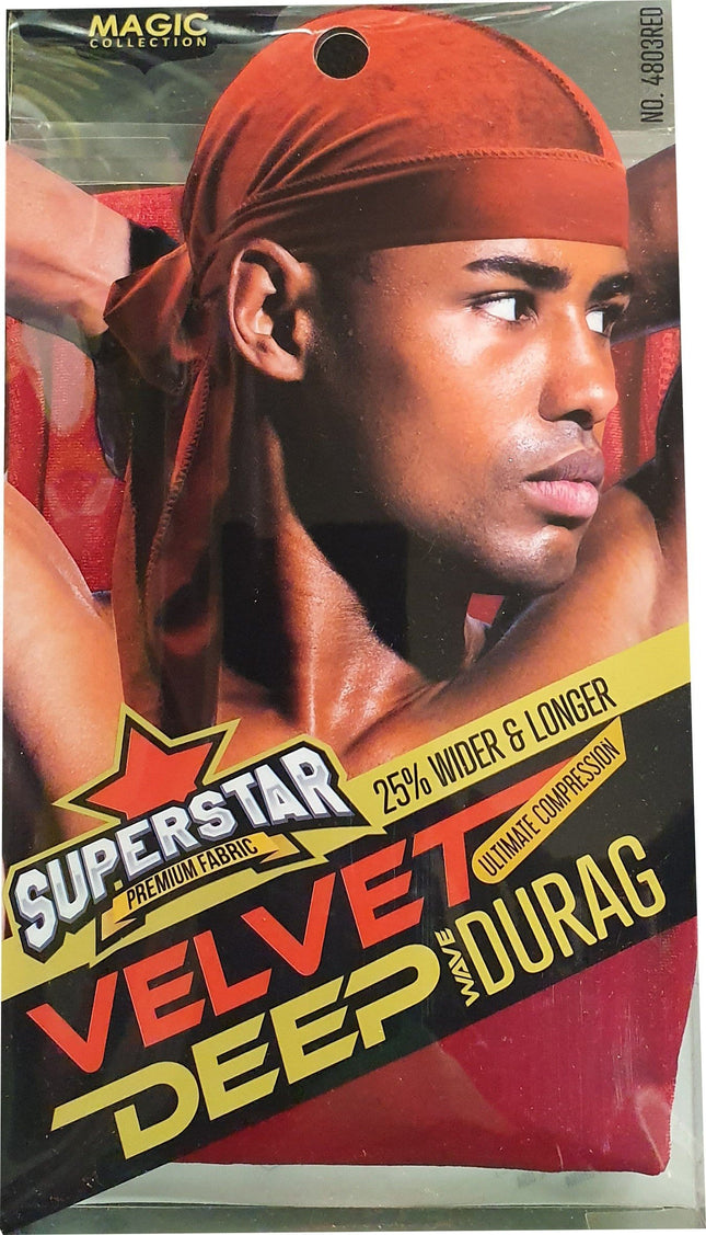 Magic Superstar Velvet Deep Wave Durag 4803RED