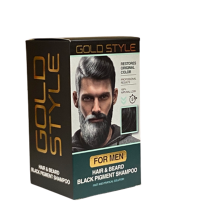 Gold Style Men Hair and Beard Black Pigment Shampoo 10 pieces - Africa Products Shop