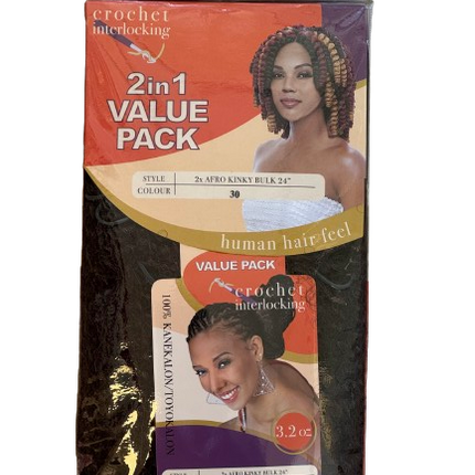 Veera Crochet Interlocking 2 in 1 Afro Kinky Bulk Color num.30 - Africa Products Shop