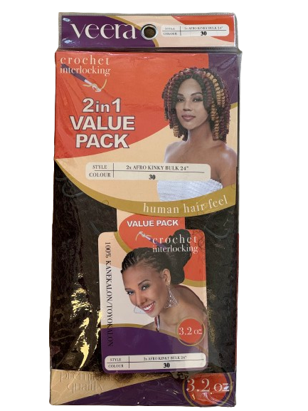 Veera Crochet Interlocking 2 in 1 Afro Kinky Bulk Color num.30 - Africa Products Shop